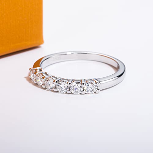Moissanite Eternity Rings 0.6Cttw D Color Vvs1 Clarity Round Brilliant Cut Lab Grown Diamond S925 Sterling Silver 6 Stones Stackable Fake Wedding Band Anniversary Rings For Women With Certificate(8) #TOP3
