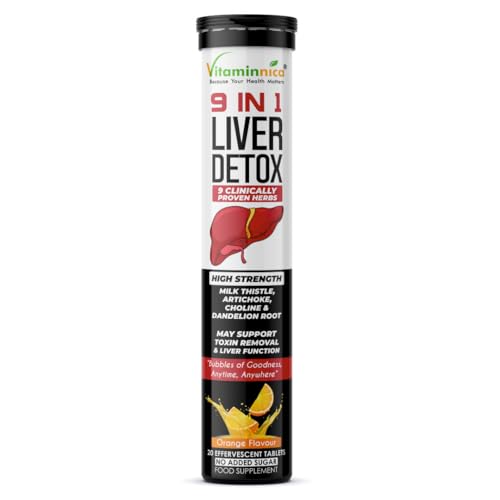 Vitaminnica Liver Detox 9-in-1 | Advanced Liver Cleanse & Support Formula | with Milk Thistle, Dandelion, Turmeric & More | Natural Orange Flavour | Promotes Detox, Digestion & Energy (Pack of 1)