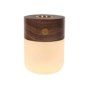 Portable Essential Oil Diffuser, Wood Aromatherapy With Warm Light, Battery Operated for Home (Black Walnut), One Size (NO-HB005)