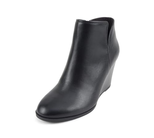 Image of Soda Ability - Mid Ankle Bootie w /Split Shaft and Zipper Stacked Wedge Heel