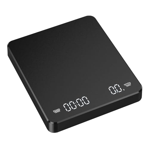 コーヒースケール 正負タイマー付き 3kg/0.1g 高精度 キッチンデジタル マットブラック エスプレッソ