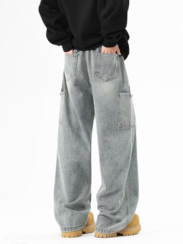 Men's Jeans American Spring Loose Straight Cargo Long Pants3