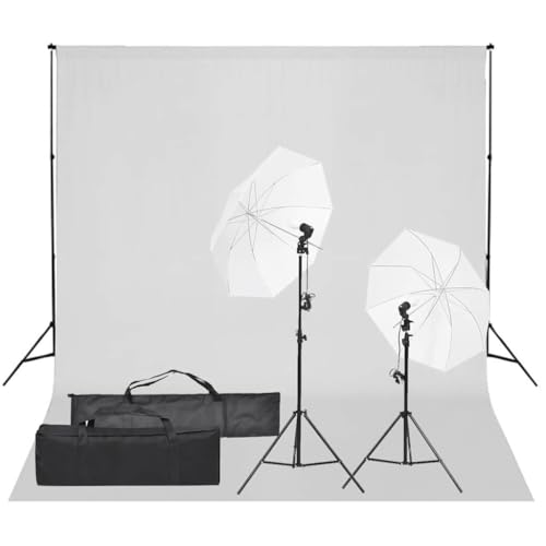 vidaXL Kit de Estudio Fotográfico con Set de Luces y Fondo Soporte Telón Pantalla Foto Video Sistema Lámparas Luz Iluminación Plegable