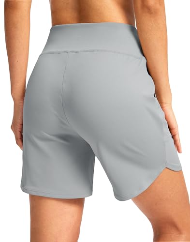 Image of G Gradual Women's Athletic Shorts 6 inch High Waisted Stretchy Bermuda Shorts for Women Quick Dry Summer Casual Shorts