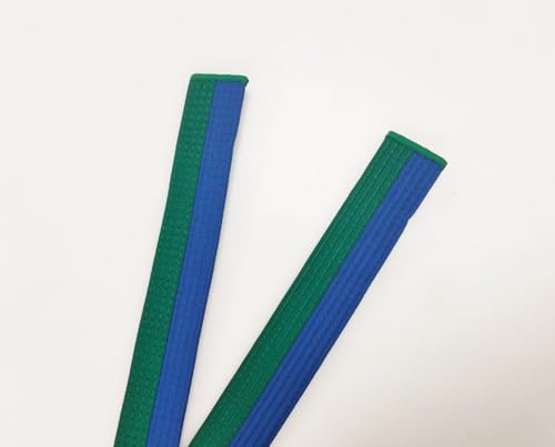 Pandiui23 Cinturón Profesional de Taekwondo Karate Judo Doble Envoltura Artes Marciales Raya Cinturón Deportivo (1, Verde Azul, 2.6M)