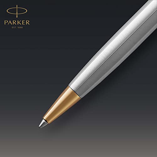 Parker Sonnet balpen | roestvrij staal met gouden trim | medium punt zwarte inkt | geschenkverpakking - Image 5