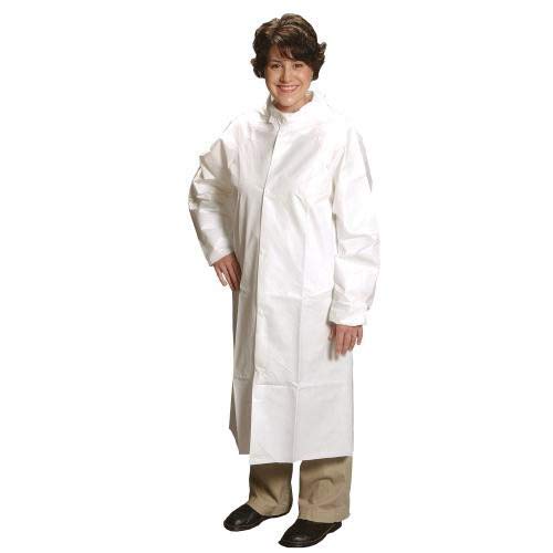 Alpha Pro Tech Critical Cover FK-J2141-4 ComforTech Frock, Raglan Sleeve, Elastic Wrist, Snap Collar, Zip Close, Serged Seams, White, XL Size (Case of 25)