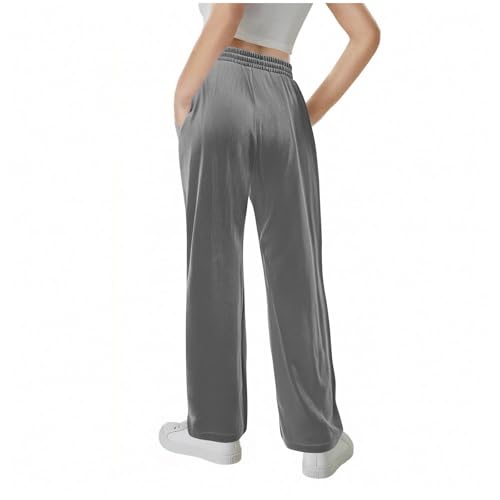 Girls Straight Leg Velvet Pants Loose Elastic Waist Drawstring Teens Track Sweatpants with Pockets for Kids 5-15 Years4