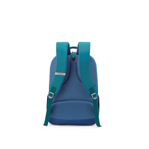 Image of American Tourister Opus | 40 Ltrs | 3 Compartments | Bottle Pocket | Ergonomic Padded Back Panel & Shoulder Straps | High School Backpack | 1 Year International Warranty | Green /Navy