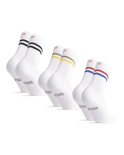 DANISH ENDURANCE Athletic Tennis Socks for Women & Men, Performance Socks, Crew Length, Breathable, 3 or 6-Pack
