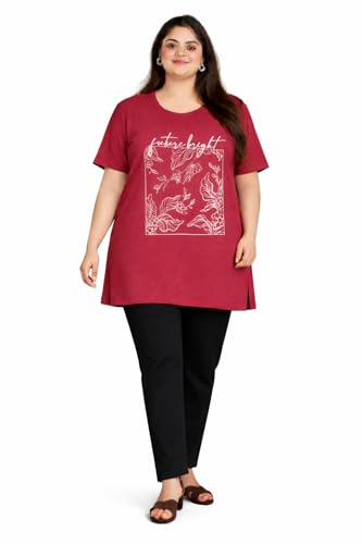 Image of In Love Women's Plus Size Longline T-Shirt with Side Pocket, 3 /4 Sleeve, Crew Neck