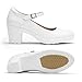 Imagen de DREAM PAIRS Zapatos de Tacón Alto Clásicos Mujer Zapatillas con Tacón Ancho Zapatos de Salón PU Blanco SDPU2231W-E Talla 39