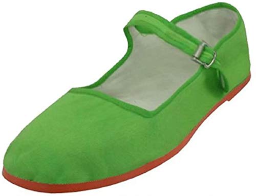 Easy USA Women's Cotton Mary Jane Shoes Ballerina Ballet Flats Shoes (8, Green)