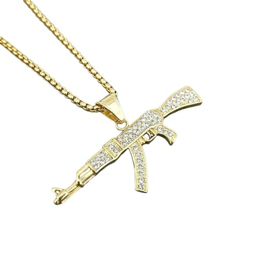 Bijoux hip-hop AK47 en finition dorée éclatante avec sa chaîne homme