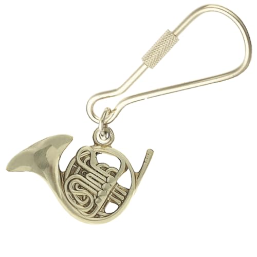 Alberts Gifts Music Gold French Horn Keychain/Polished Brass French Horn Keychain with Screw Lock Clip