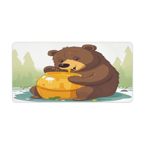 Bear Eats Honey desk pad base de goma grande