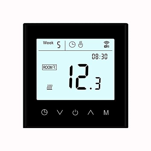 MincoHome Programmable WiFi Thermostat Touch Screen Tuya Smart Temperature Controller for Electric/Water/Gas Boiler Warm Floor Heating Controller (Black Water Heating)