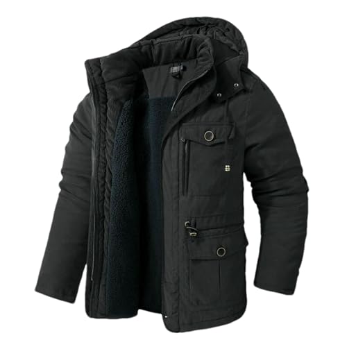 Veste polaire homme hiver chaude à capuche manteau polaire vintage