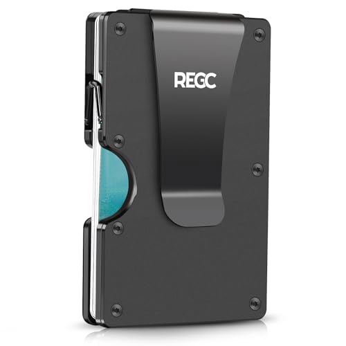 Slim Wallet for Men, Metal Money Clip Wallet, RFID Blocking Minimalist Wallet, Pocket Cash Credit Card Holder for Men (New, Black)