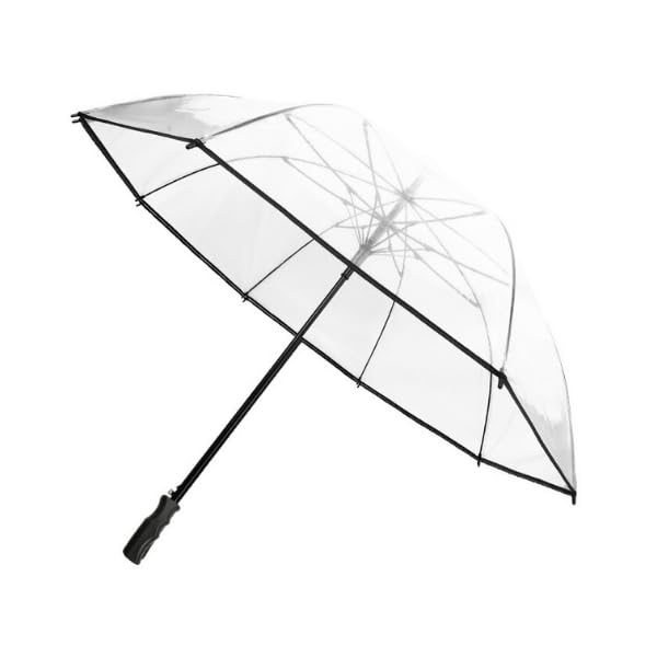 SMATI Large Transparent Golf Umbrella - Solid; Diameter= 124cm; Automatic opening; Men/Women Umbrella; For 2 people; Black border color