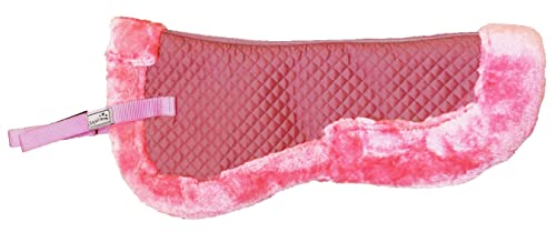Equitem - Equitem Faux Fur Trim Half Pad for Pony English Riding Saddle Correction (Pink)