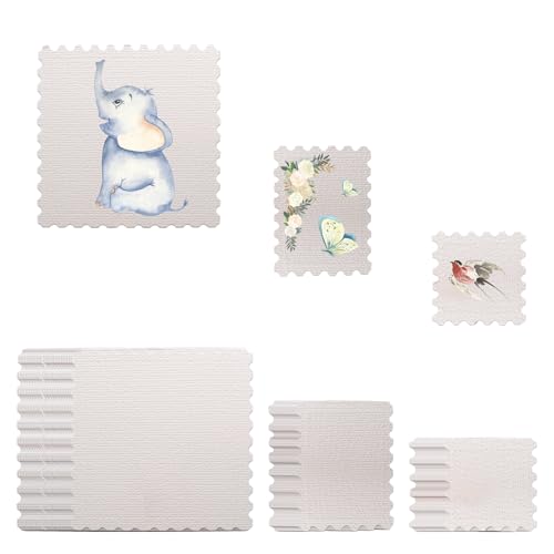 90 PCS Watercolor Paper Blank Stamp, 300GSM Thick Square Watercolor Paper 3 Sizes Blank Stamp for DIY Tickets with Tear-Away Stubs, Art Projects