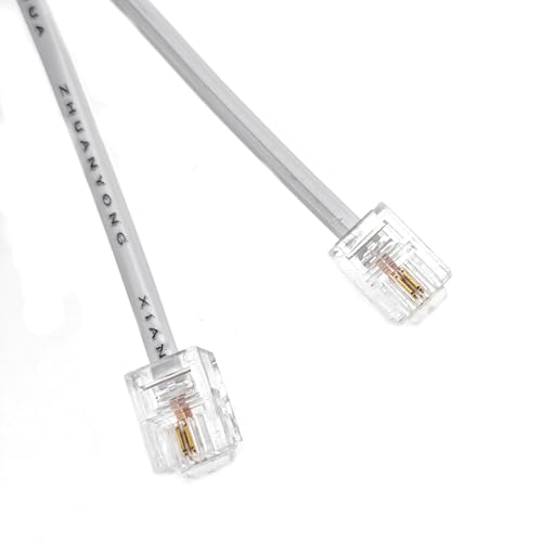 JZK 1M Blanc Câble RJ11, câble téléphonique et Internet haut débit, câble ADSL, rallonge téléphonique vers Internet pour BT, modem, téléphone fixe, routeur