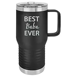 Best Baba Ever - Insulated 20-Ounce Black Stainless Steel Double-Walled Travel Engraved Tumbler Coffee Mug, Handle, Slider Lid