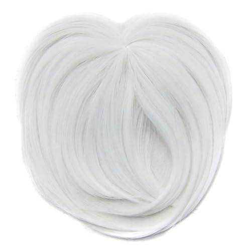 Topper de cabello con flequillo, topper de cabello, toppers de cabello blanco para mujeres con cabello adelgazante de fibra sintética para cabello, toppers cortos de cabello natural con flequillo par