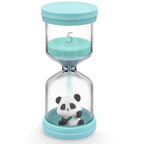 PlsMupn Sabliers pour Enfants, Panda Vert Minuteur Sablier 5 Min, Sablier pour Brossage, Jeux, Cuisine, Bureau, Apprentissage et Exercice