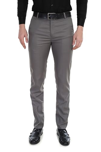 Image of Men's Stretchable Solid Plain Formal Trousers - Regular Fit Stylish Pants for Office & Party, Fashionable Dress Trousers for Men