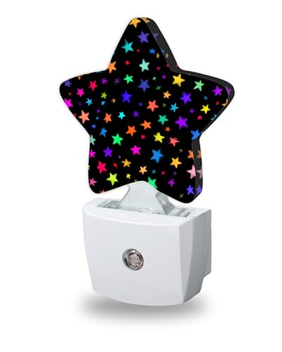 Image of Night Light,Bright Neon Stars Night Lights Plug into Wall Colorful Decorations for Bedroom Bathroom,Dusk to Dawn Sensor Kitchen Hallway Stairs Energy Efficient Desk Lamp