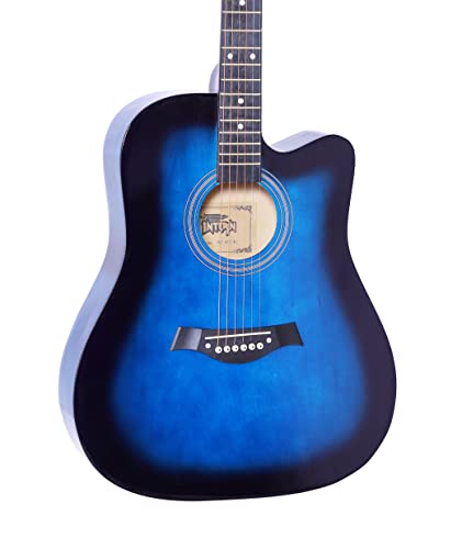 Image of INTERN 41-Inch Acoustic Guitar for All | 6-String Right-Handed Guitar with Truss Rod, Gig Bag, Strings, Strap & Picks | Superior Wood Build for Rich Sound (With Bag, Blue)