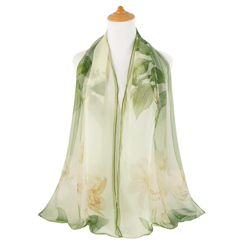 E-Clover Herebuy - Unique Women's Floral Scarves: Chiffon Flowers & Birds Printed Scarf3