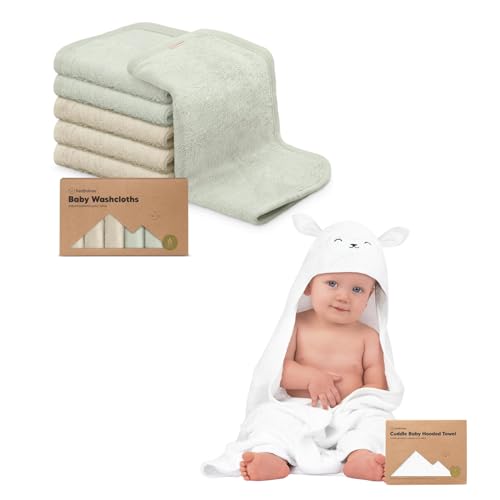 Image of KeaBabies Baby Washcloths for Newborn, Kids and Baby Hooded Towel - Bath Baby Towels, Face Towel, Face Cloths - Baby Towel, Toddler Towels, Hooded Towels for Baby
