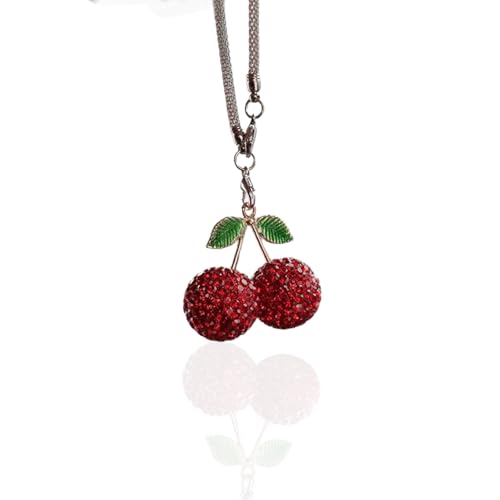 Glitzerndes Kirsch Autoanhänger Dekor, Süßer Kristall Rückspiegel Anhänger, Funkelnder Diamant Spiegel Charm, Glücksbringer Autospiegel Anhänger, Niedliches Autozubehör in Rot Glitzerndes Kirsch Autoanhänger Dekor, Süßer Kristall Rückspiegel Anhänger, Funkelnder Diamant Spiegel Charm, Glücksbringer Autospiegel Anhänger, Niedliches Autozubehör in Rot