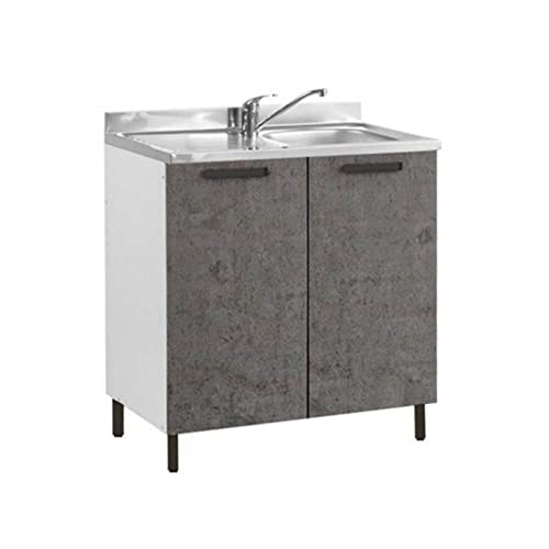 Mueble bajo Fregadero con Dos Puertas y Fregadero Incluido Color Cemento 80x50x85H cm