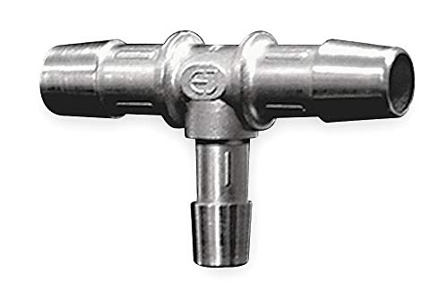 Eldon James RT10-6SS 316L Stainless Steel Reduction Tee, 5/8" x 3/8" Hose Barb (Pack of 10)
