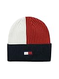 Tommy Hilfiger Herren Gestreifte Strickmütze Beanie-Mütze, Weiße Flagge, Einheitsgröße
