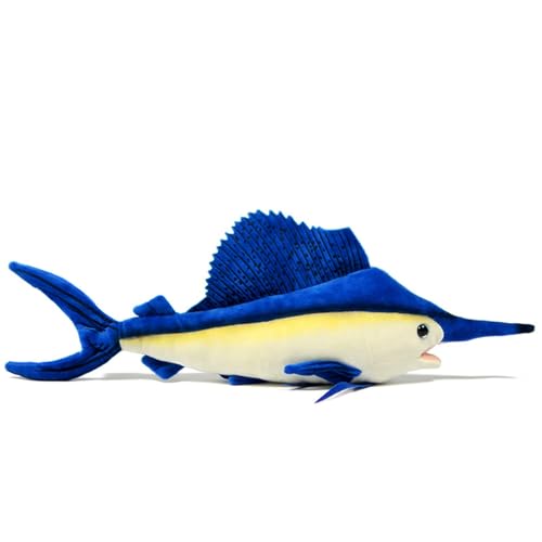 Peluche pez espada súper suave pez linda almohada juguete coleccionable ideal para acurrucarse dormir la siesta y decorar el hogar Regalo ideal para Halloween Navidad niñas y niños (45cm, azul)