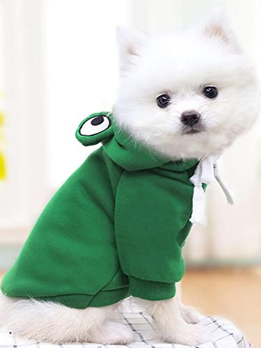 Stronrive Hunde Hoodie, Niedlicher Form Pullover, Hundekostüme Für Haustiere, Lustiger Halloween Kleiner Hundefrosch Kostü, Jacke Mantel, Warmer Polyester Winter Grün Hundekleidung (S//L/XL)