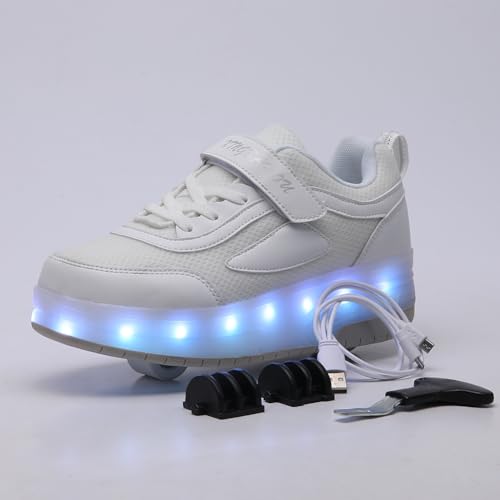 Kids Roller Shoes with Wheels Rechargeable Light Up Sneakers for Christmas Birthday Gifts Size 6.5 Big Kid2
