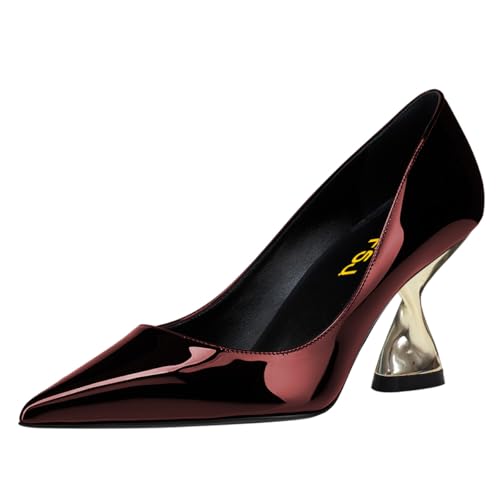 FSJ Women Closed Pointed Toe Pumps Twist Mid Heels Slip On Wedding Party Casual Office Dress Shoes Size 4-16 US