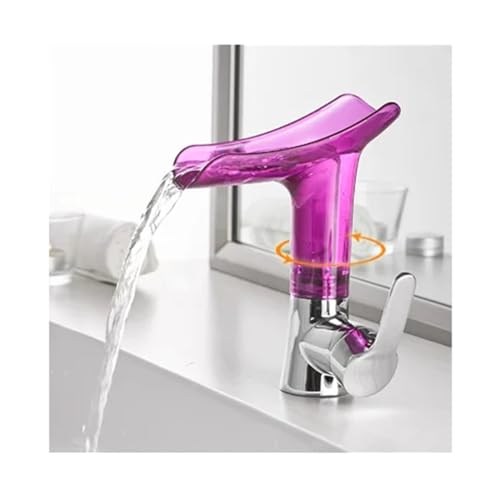 Grifo de lavabo monomando con caño de cascada y control suave de agua 4