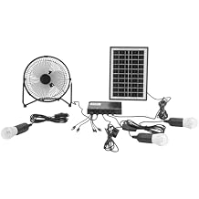 Solar Ceiling Fan Light with Ba-ttery, Portable Solar Powered Fan with 3 Bulbs, DC 12 Volt Outdoor Multi-Purpose Solar Panel Kit for Gardens, Greenhouses, Sheds, Pet Houses, Chicken Coops