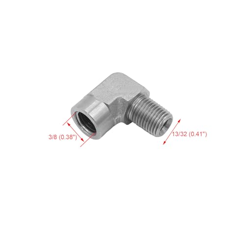 Image of (2-PACK) 5502-02-02 Hydraulic Hose Adapter Fitting 1 /8 inch Male (1 /8-27 NPTF) x 1 /8 inch Female (1 /8-27 NPTF) 90 Street Elbow SAE Pipe Joints Connector Carbon Steel
