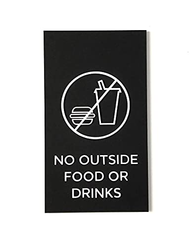 Kubik Letters No Outside Food Or Drinks Sign, Modern Design Door Sign For Restaurant And Cafe With 3M Double Sided Tape #TOP2