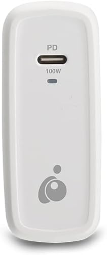 Miniatura 3 de IOGEAR Cargador de pared USB-C GaN de 100 W, cargador rápido compacto con enchufe plegable, adaptador de corriente listo para viajar para MacBook
