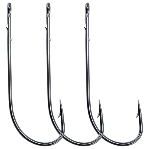 Dr.Fish 50 Pack Straight Shank Worm Hooks, Bass Fishing Hooks Freshwater Inline Baitholder Round Bend, for Texas/Carolina Rigs, Drop Shot #4 by Dr.Fish - Used condition - US$6.37