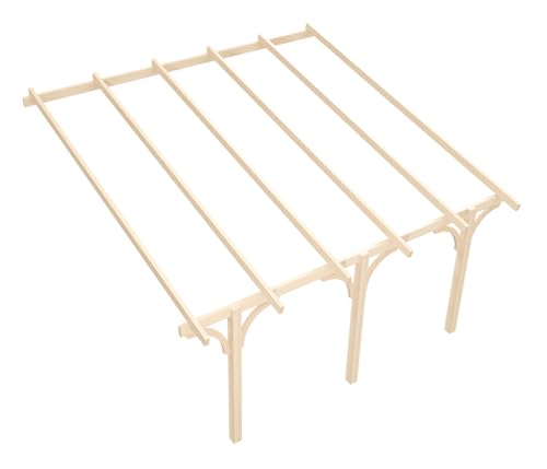 Wood&Play - Carport Überdachung - Einzelcarport aus Holz mit Dacheindeckung - Abstellplatz Holz Pavillon - KVH Holzkammer - Wandmontage - 500x525cm - Bogen Stoß - 12x12x300cm